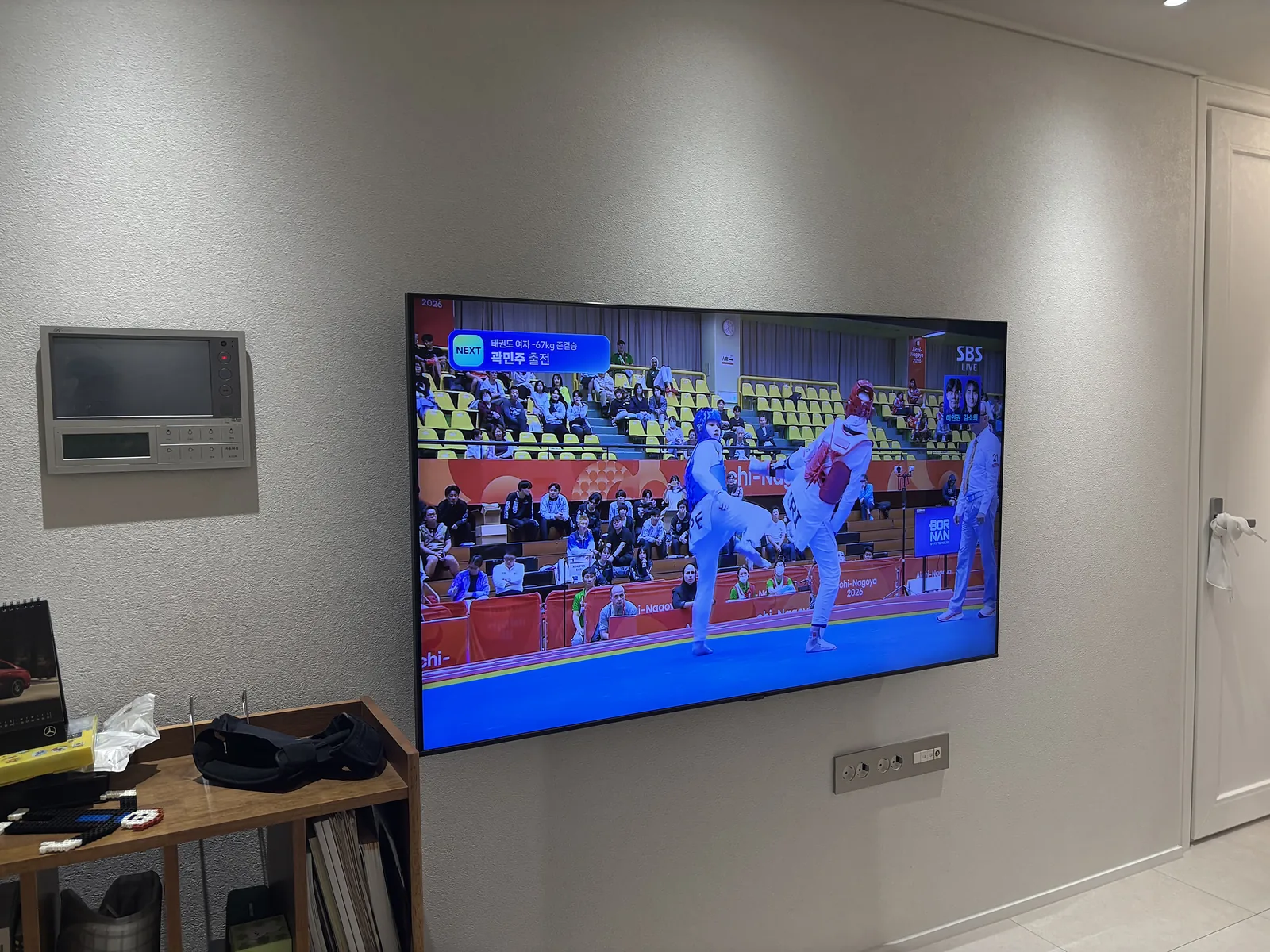부자TV 벽걸이TV 시공 사진 — 촬영 현장 성남 도촌동 동분당파크뷰 — 타공 · 삼성 75인치