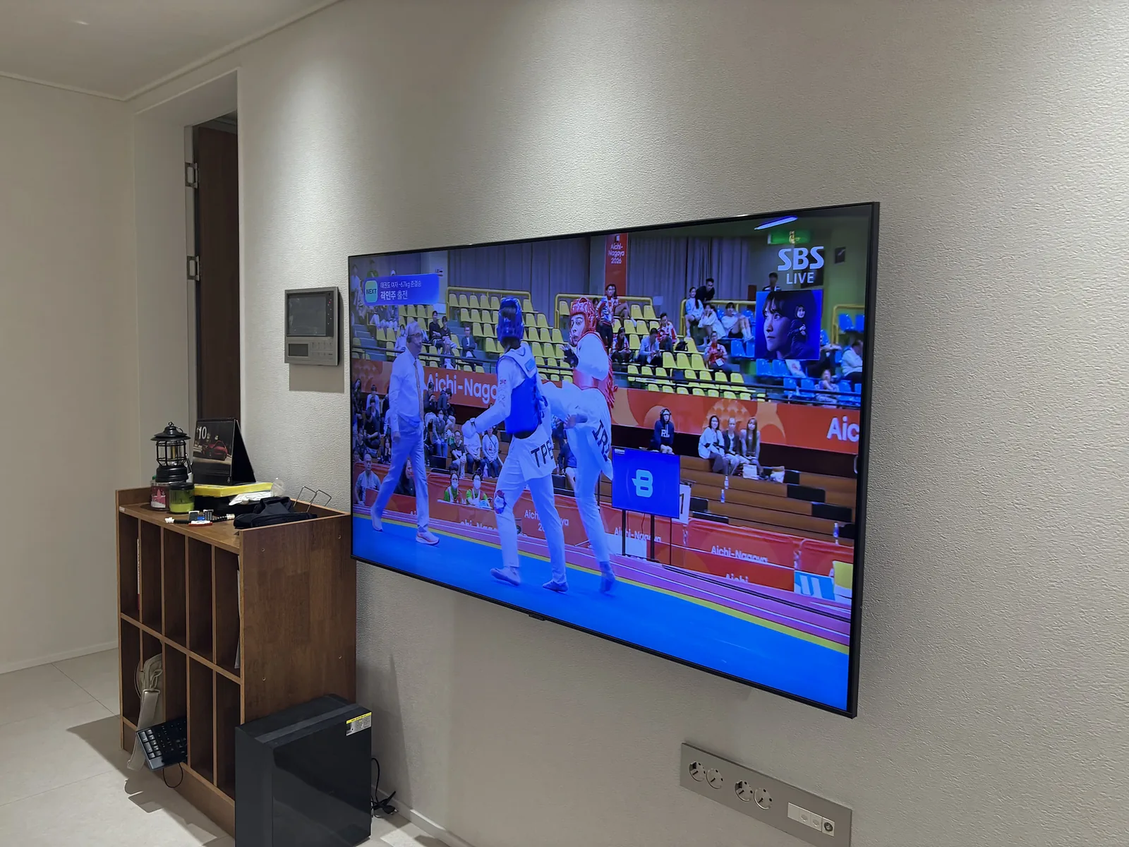 부자TV 벽걸이TV 시공 사진 — 촬영 현장 성남 도촌동 동분당파크뷰 — 타공 · 삼성 75인치