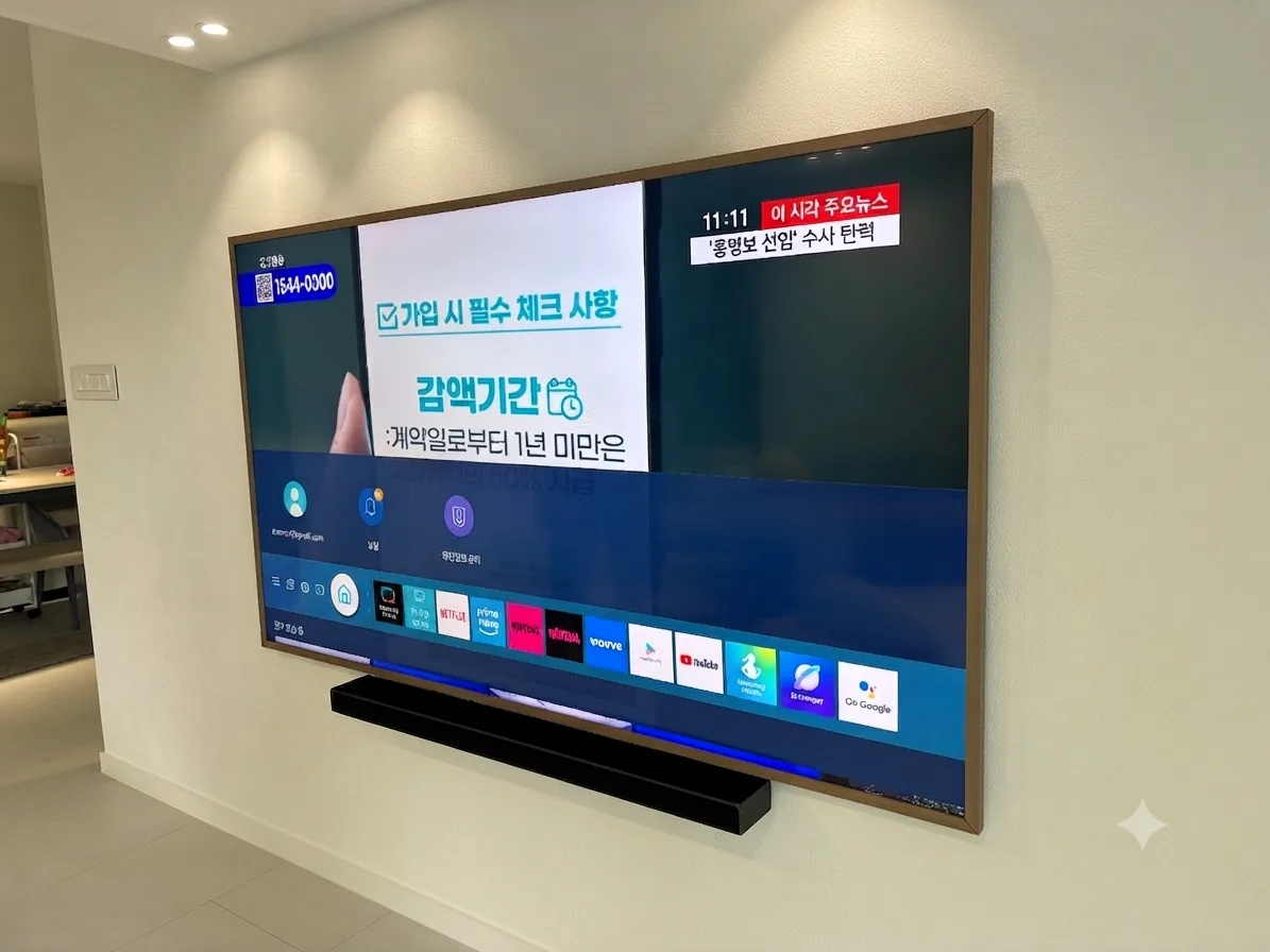 송파구 문정동 벽걸이TV 설치 시공 사진